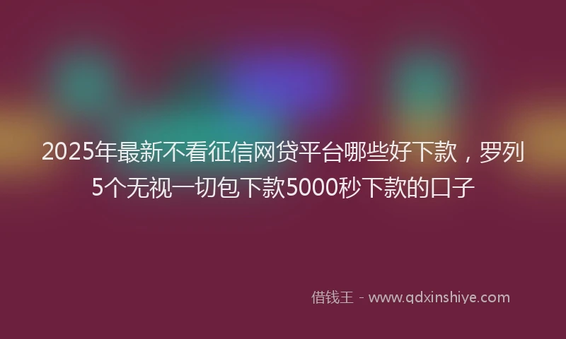 2025年最新不看征信网贷平台哪些好下款，罗列5个无视一切包下款5000秒下款的口子
