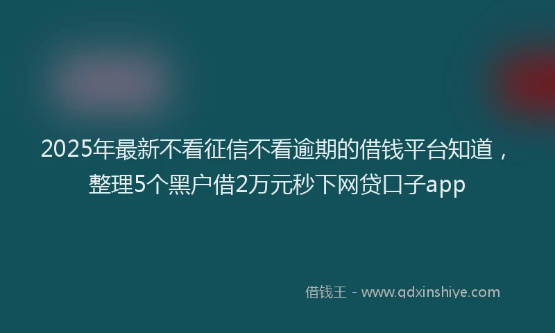 2025年最新不看征信不看逾期的借钱平台知道，整理5个黑户借2万元秒下网贷口子app