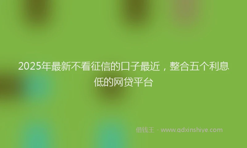 2025年最新不看征信的口子最近，整合五个利息低的网贷平台