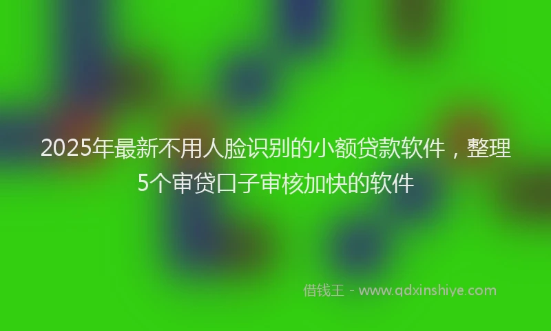2025年最新不用人脸识别的小额贷款软件，整理5个审贷口子审核加快的软件