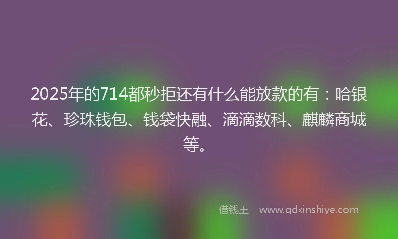 2025年的714都秒拒还有什么能放款的有：哈银花、珍珠钱包、钱袋快融、滴滴数科、麒麟商城等。