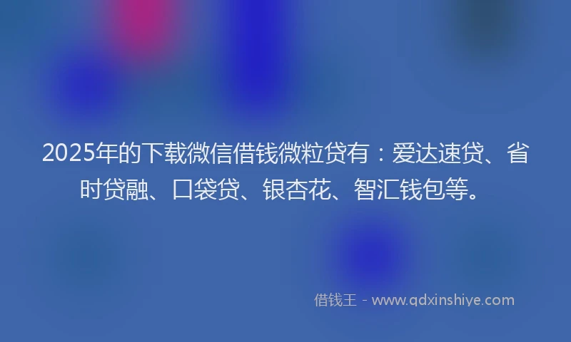 2025年的下载微信借钱微粒贷有：爱达速贷、省时贷融、口袋贷、银杏花、智汇钱包等。