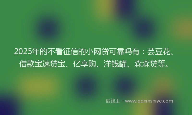 2025年的不看征信的小网贷可靠吗有：芸豆花、借款宝速贷宝、亿享购、洋钱罐、森森贷等。