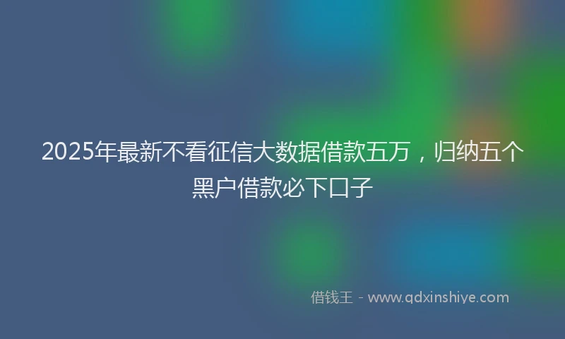 2025年最新不看征信大数据借款五万，归纳五个黑户借款必下口子