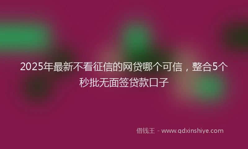 2025年最新不看征信的网贷哪个可信，整合5个秒批无面签贷款口子