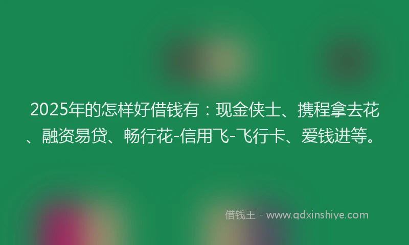2025年的怎样好借钱有：现金侠士、携程拿去花、融资易贷、畅行花-信用飞-飞行卡、爱钱进等。