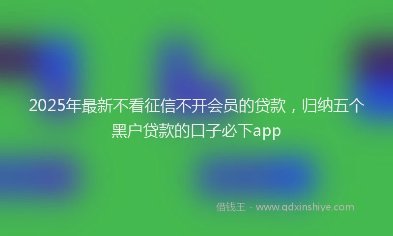 2025年最新不看征信不开会员的贷款，归纳五个黑户贷款的口子必下app