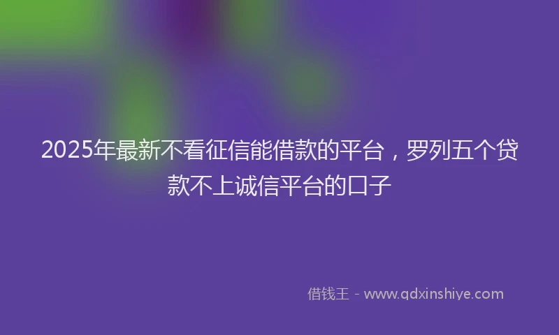 2025年最新不看征信能借款的平台，罗列五个贷款不上诚信平台的口子