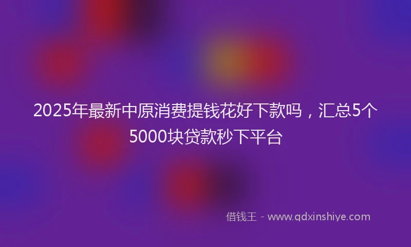 2025年最新中原消费提钱花好下款吗，汇总5个5000块贷款秒下平台
