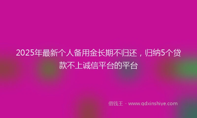 2025年最新个人备用金长期不归还，归纳5个贷款不上诚信平台的平台