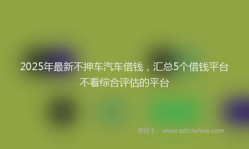 2025年最新不押车汽车借钱，汇总5个借钱平台不看综合评估的平台