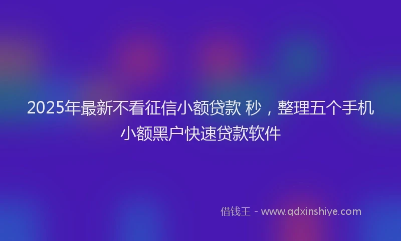 2025年最新不看征信小额贷款 秒，整理五个手机小额黑户快速贷款软件