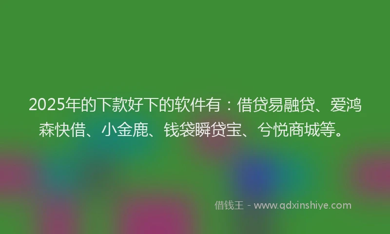 2025年的下款好下的软件有：借贷易融贷、爱鸿森快借、小金鹿、钱袋瞬贷宝、兮悦商城等。