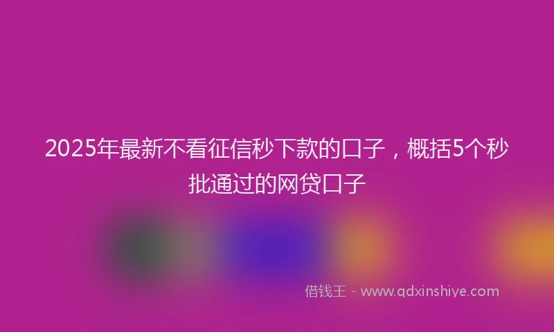 2025年最新不看征信秒下款的口子，概括5个秒批通过的网贷口子