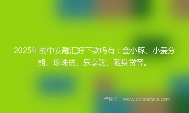 2025年的中安融汇好下款吗有：金小豚、小爱分期、珍珠贷、乐享购、随身贷等。
