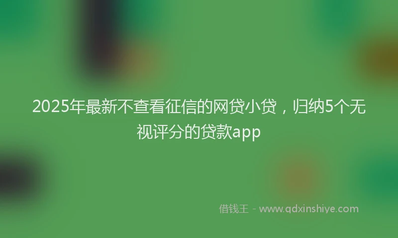 2025年最新不查看征信的网贷小贷，归纳5个无视评分的贷款app