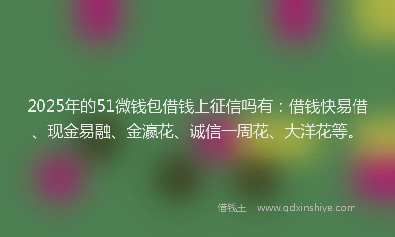 2025年的51微钱包借钱上征信吗有：借钱快易借、现金易融、金瀛花、诚信一周花、大洋花等。