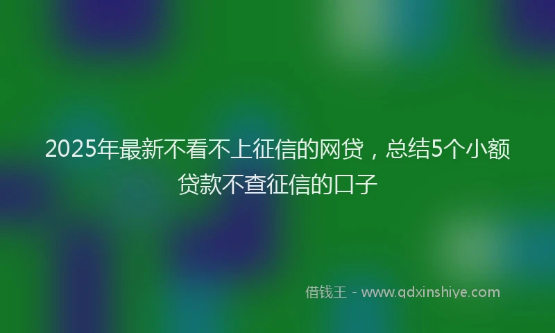 2025年最新不看不上征信的网贷，总结5个小额贷款不查征信的口子