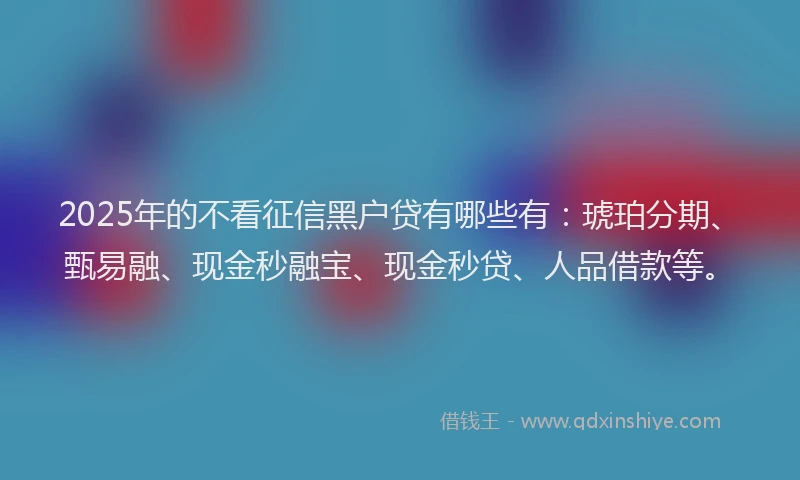 2025年的不看征信黑户贷有哪些有：琥珀分期、甄易融、现金秒融宝、现金秒贷、人品借款等。