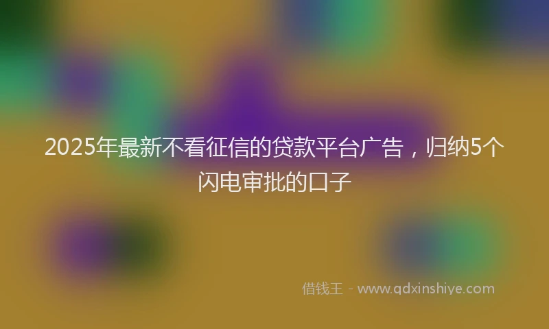 2025年最新不看征信的贷款平台广告，归纳5个闪电审批的口子
