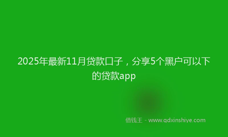 2025年最新11月贷款口子，分享5个黑户可以下的贷款app