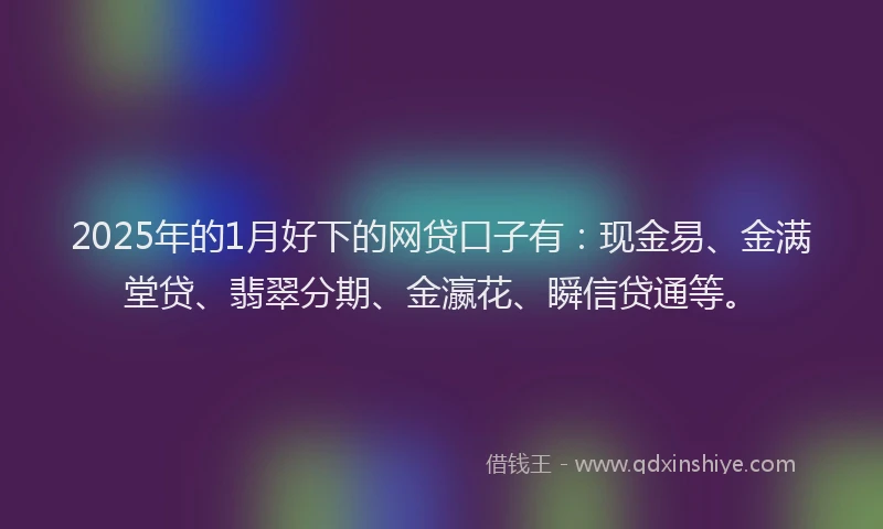 2025年的1月好下的网贷口子有：现金易、金满堂贷、翡翠分期、金瀛花、瞬信贷通等。