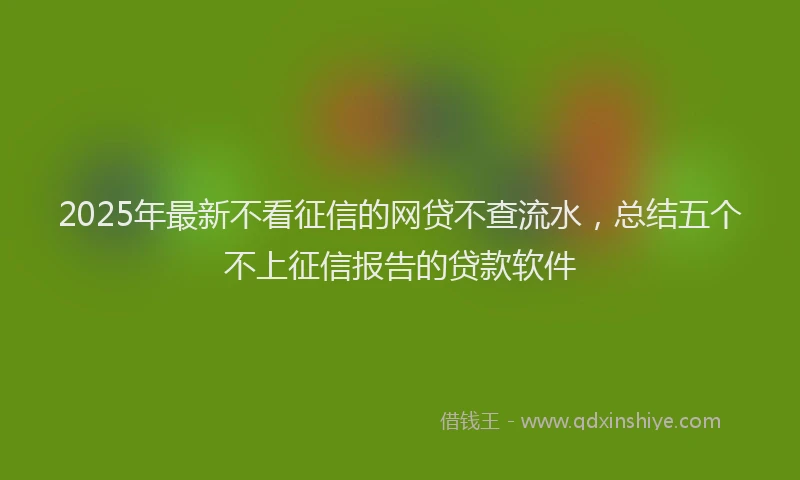 2025年最新不看征信的网贷不查流水，总结五个不上征信报告的贷款软件