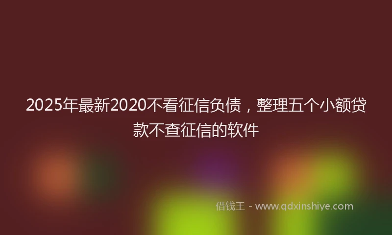 2025年最新2020不看征信负债，整理五个小额贷款不查征信的软件