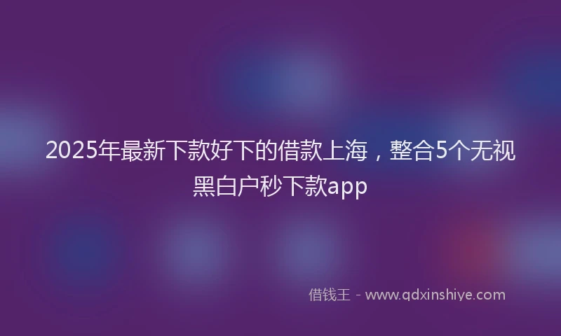 2025年最新下款好下的借款上海，整合5个无视黑白户秒下款app