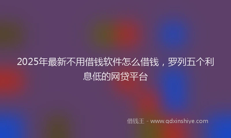2025年最新不用借钱软件怎么借钱，罗列五个利息低的网贷平台