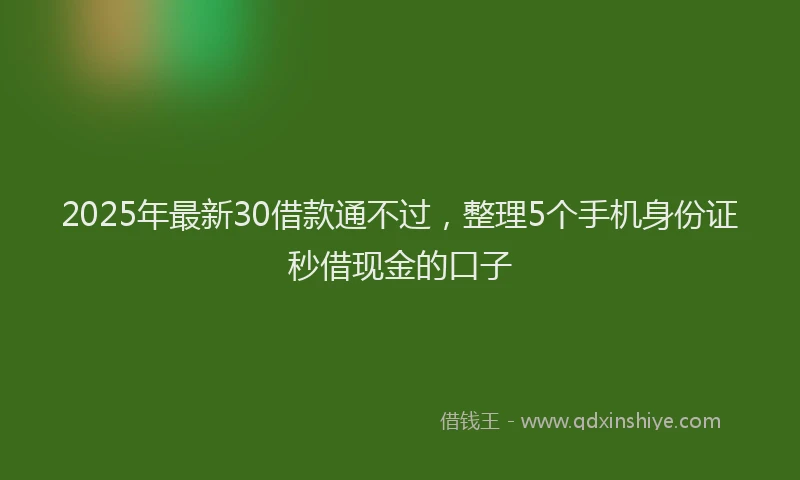 2025年最新30借款通不过，整理5个手机身份证秒借现金的口子