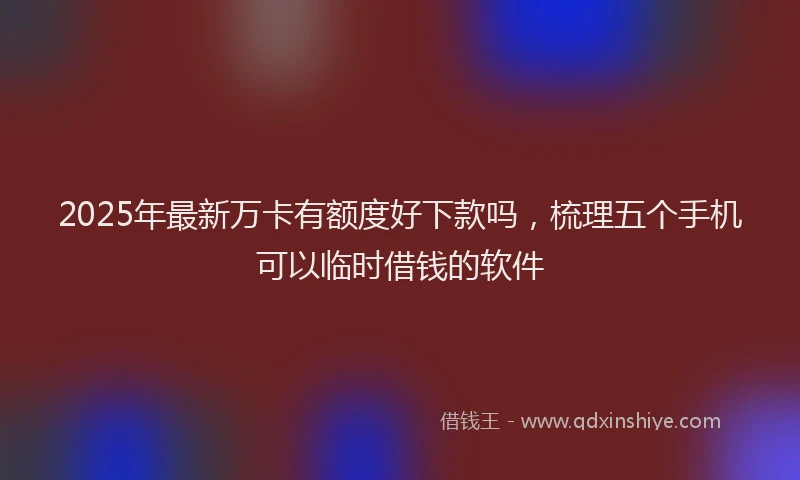 2025年最新万卡有额度好下款吗，梳理五个手机可以临时借钱的软件