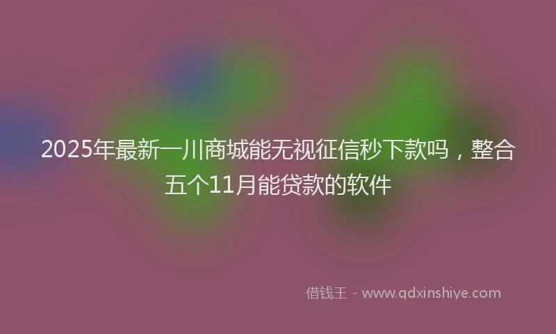 2025年最新一川商城能无视征信秒下款吗，整合五个11月能贷款的软件