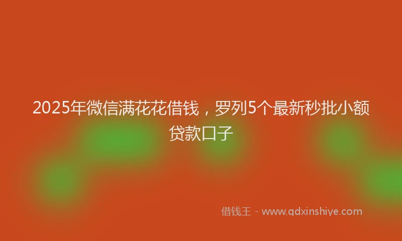 2025年微信满花花借钱，罗列5个最新秒批小额贷款口子