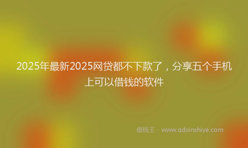 2025年最新2025网贷都不下款了，分享五个手机上可以借钱的软件