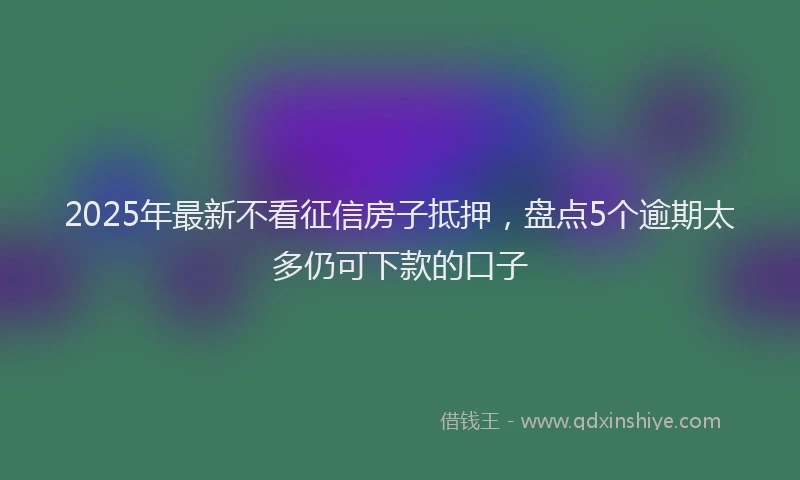 2025年最新不看征信房子抵押，盘点5个逾期太多仍可下款的口子