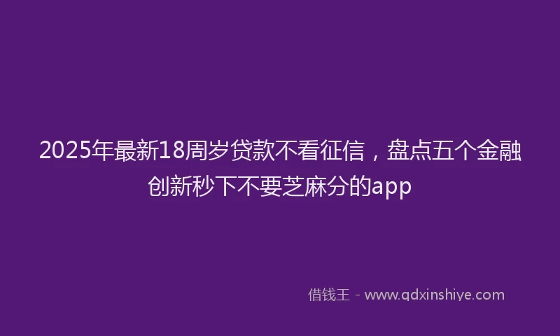 2025年最新18周岁贷款不看征信，盘点五个金融创新秒下不要芝麻分的app