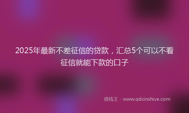 2025年最新不差征信的贷款，汇总5个可以不看征信就能下款的口子