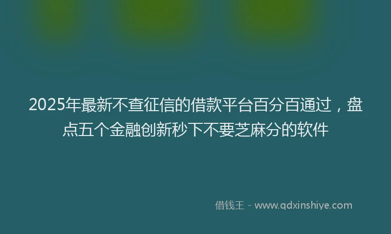 2025年最新不查征信的借款平台百分百通过，盘点五个金融创新秒下不要芝麻分的软件