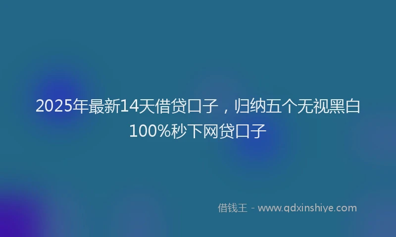 2025年最新14天借贷口子，归纳五个无视黑白100%秒下网贷口子