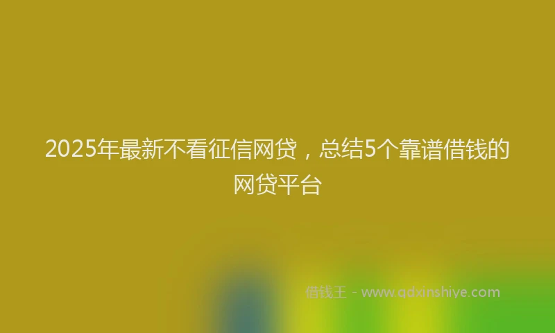2025年最新不看征信网贷，总结5个靠谱借钱的网贷平台