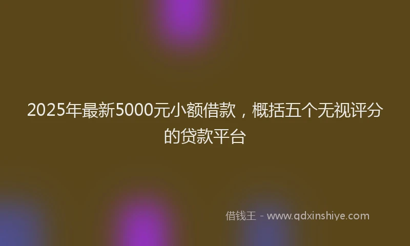 2025年最新5000元小额借款，概括五个无视评分的贷款平台
