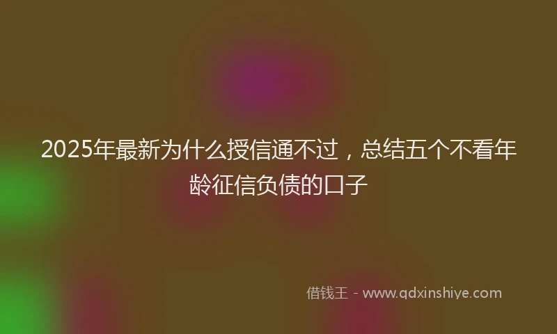 2025年最新为什么授信通不过，总结五个不看年龄征信负债的口子