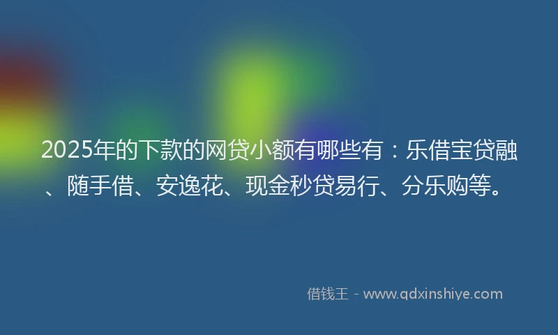 2025年的下款的网贷小额有哪些有：乐借宝贷融、随手借、安逸花、现金秒贷易行、分乐购等。