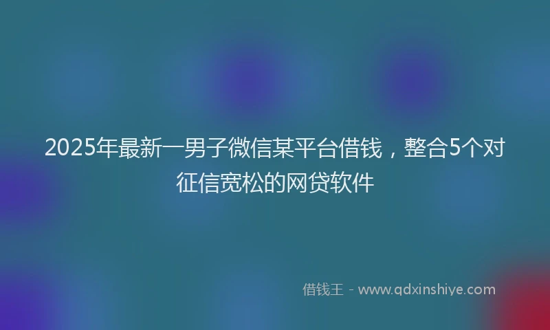 2025年最新一男子微信某平台借钱，整合5个对征信宽松的网贷软件