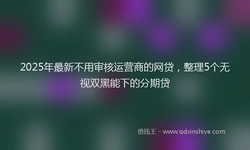 2025年最新不用审核运营商的网贷，整理5个无视双黑能下的分期贷