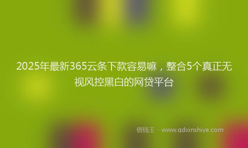 2025年最新365云条下款容易嘛，整合5个真正无视风控黑白的网贷平台