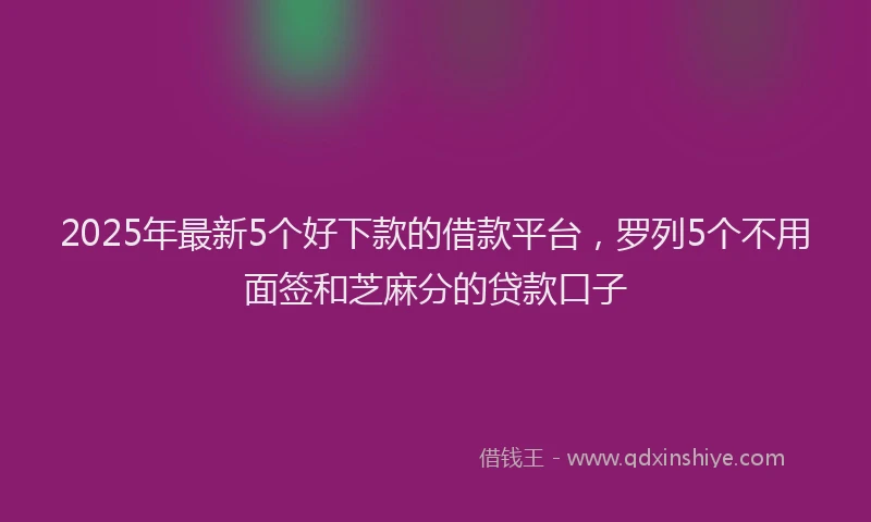 2025年最新5个好下款的借款平台，罗列5个不用面签和芝麻分的贷款口子