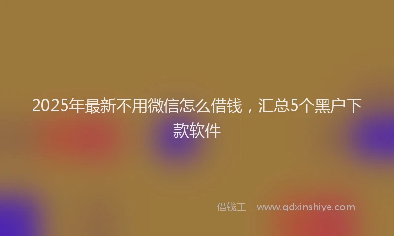 2025年最新不用微信怎么借钱，汇总5个黑户下款软件