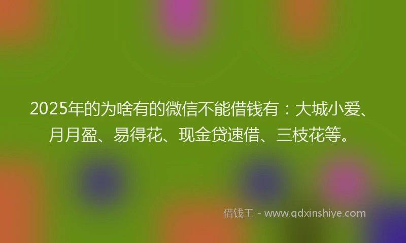 2025年的为啥有的微信不能借钱有：大城小爱、月月盈、易得花、现金贷速借、三枝花等。